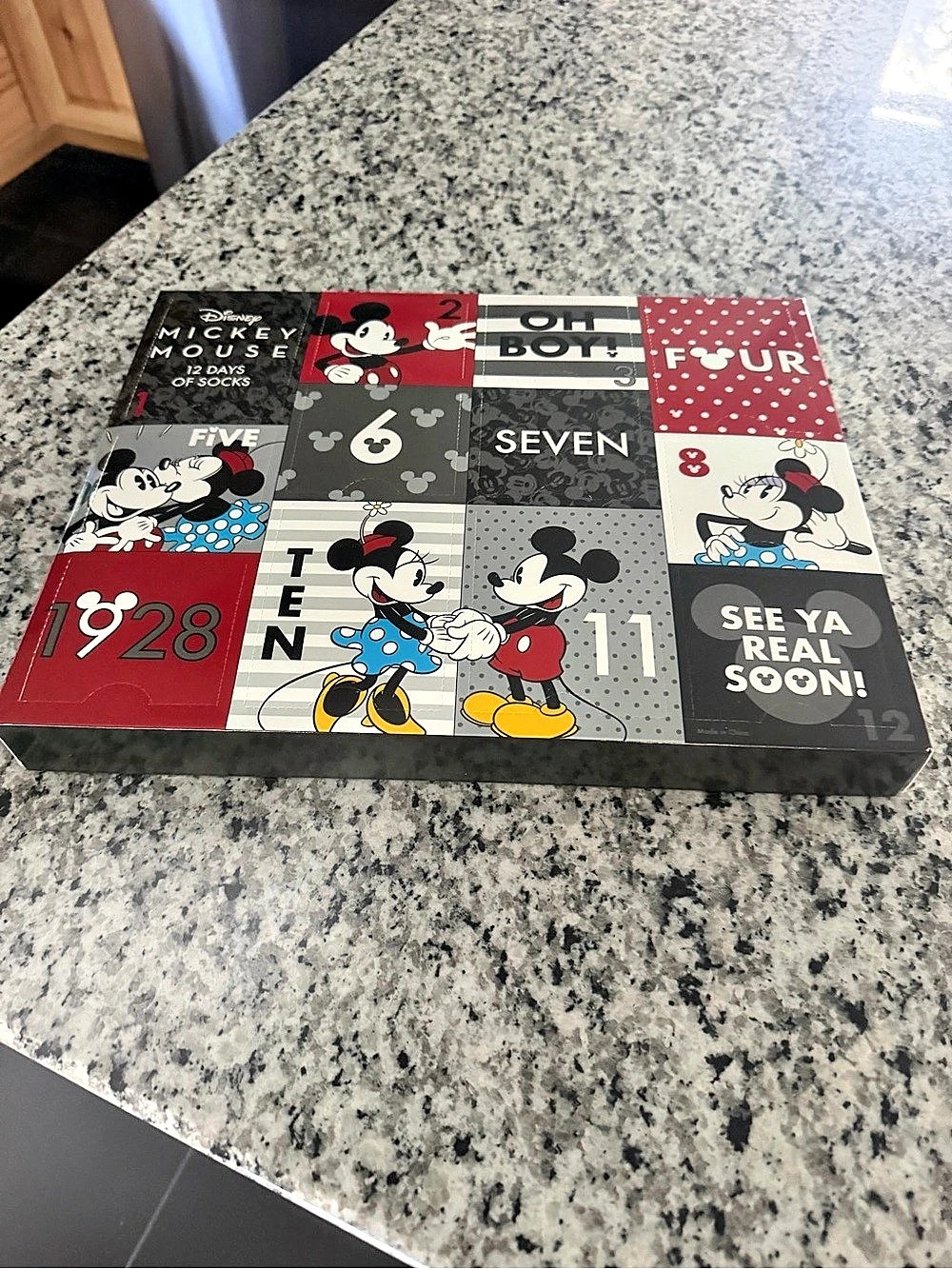 Disney Mickey Mouse 12 Days of Socks Advent Calendar Black & Red